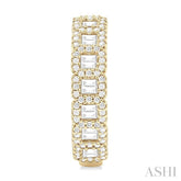 1 ctw Fusion Baguette and Round Cut Diamond Fashion Hoop Earring in 14K Yellow Gold